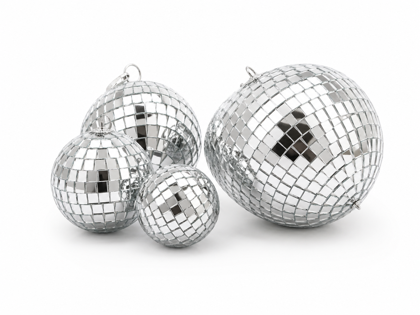 3er Set kleine Discokugeln (Tischdeko)